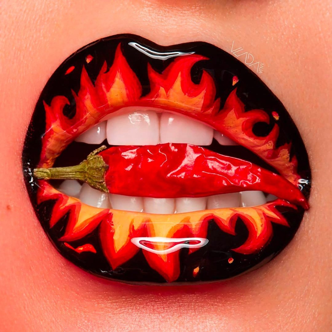 Maquillaje de labios inusual