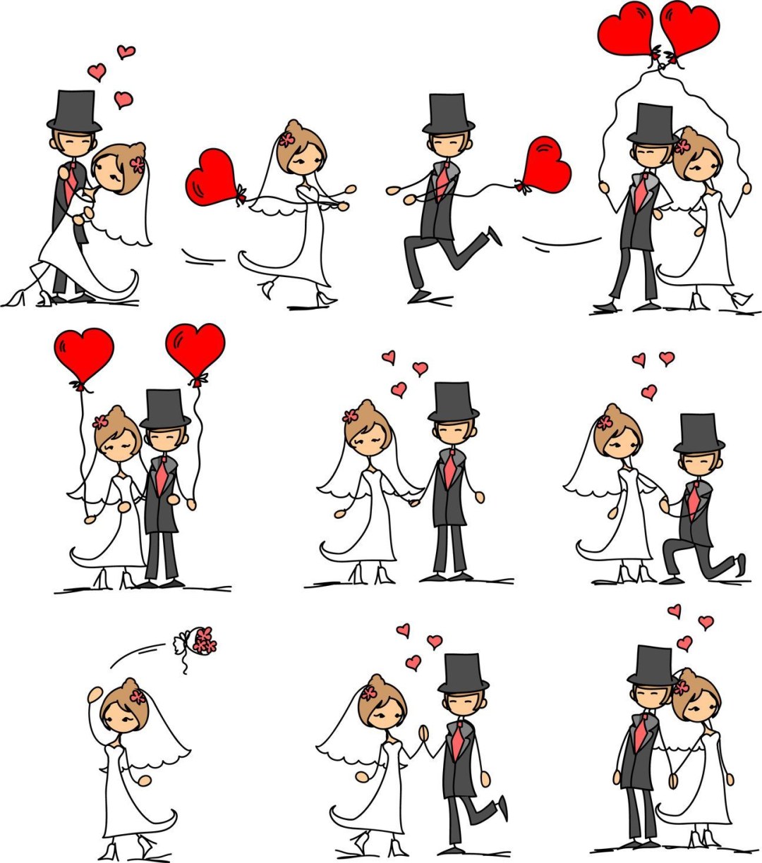 Dibujo de boda de marido y mujer