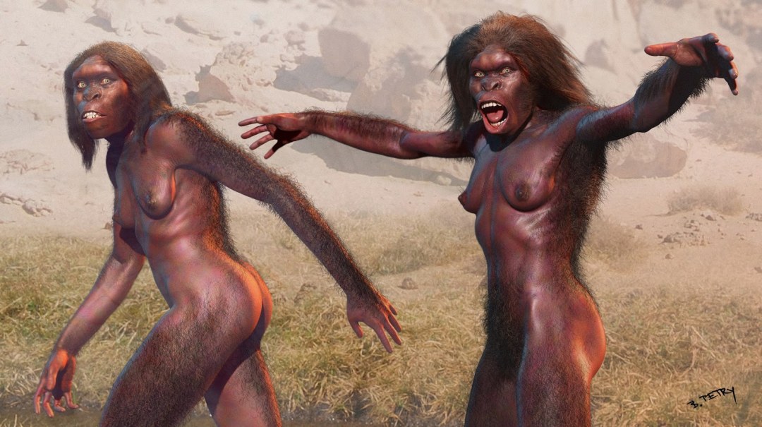 Los neandertales de una mujer están desnudos