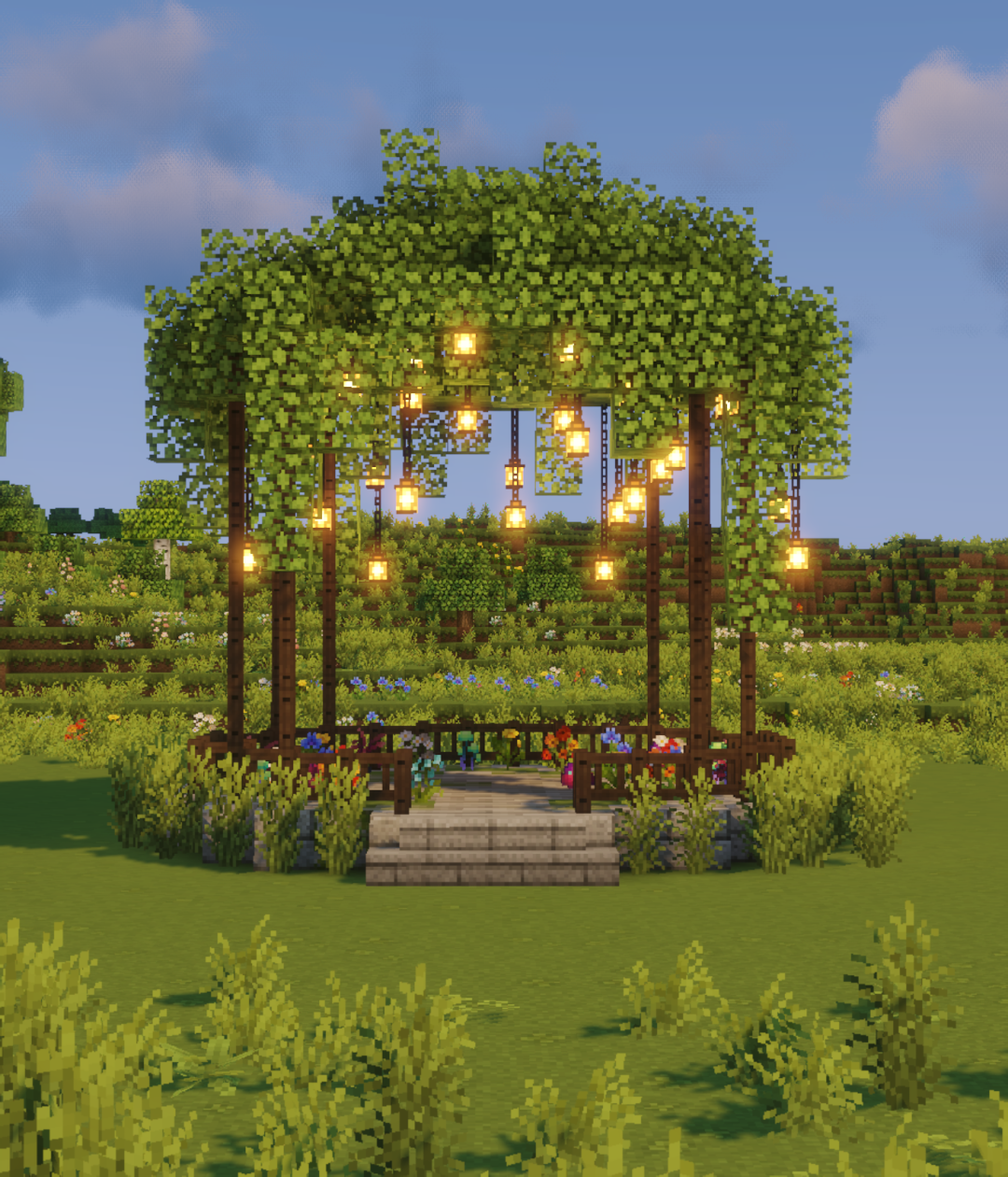 Hermoso jardín en Minecraft