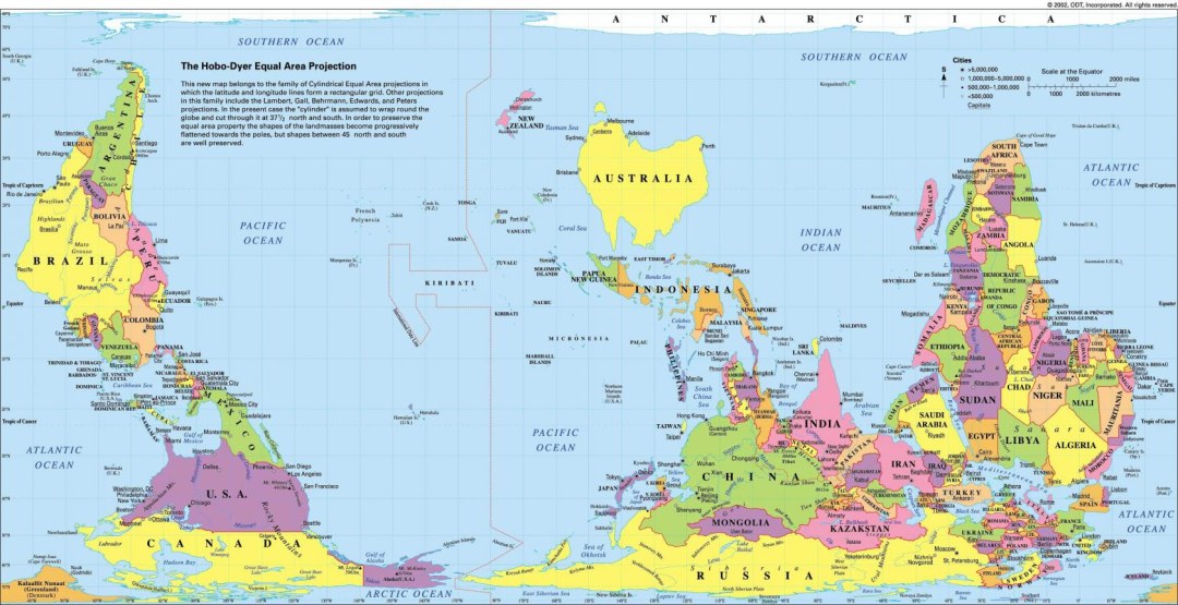 Mapa de Australia en el mapa del mundo desde su punto de vista