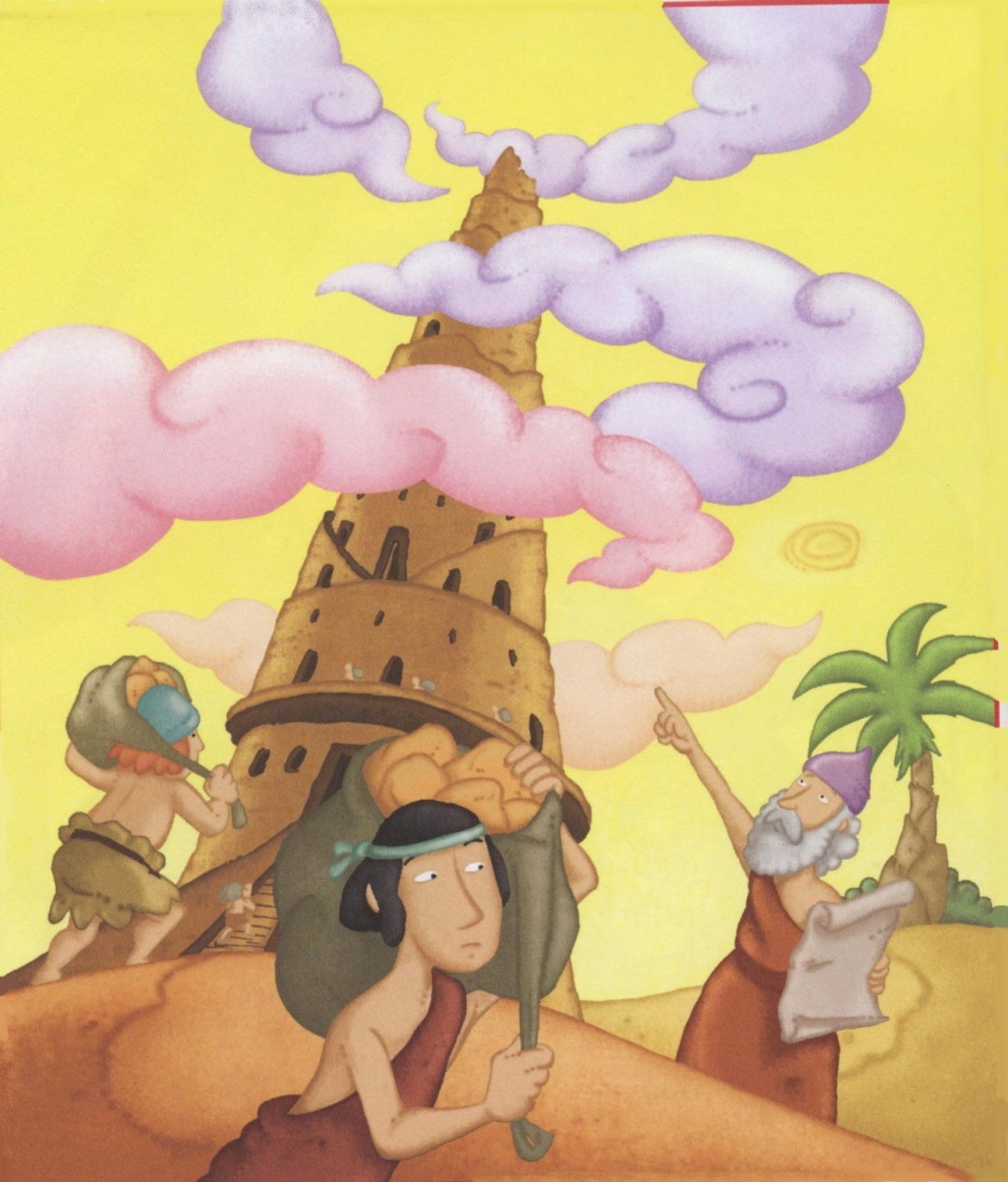 Caricatura de la Torre Babilonia para niños