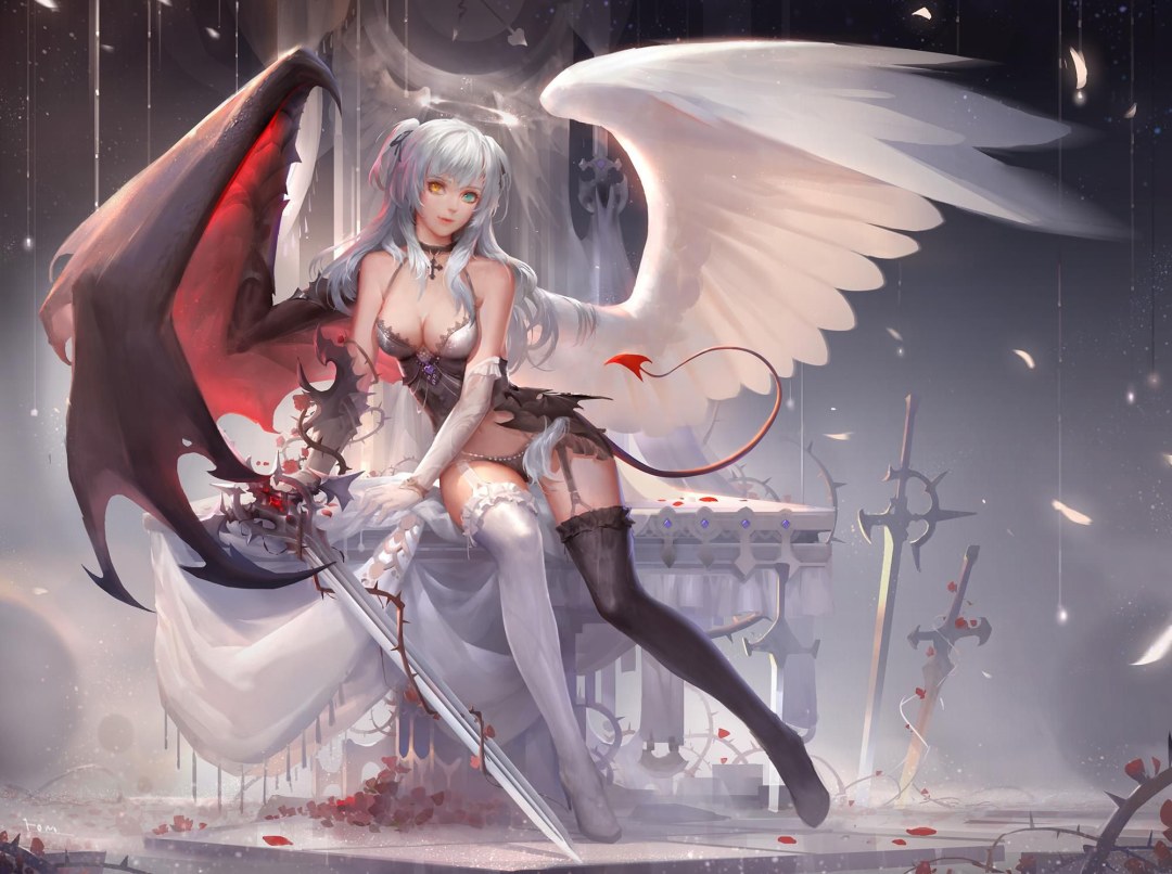 Anime semiangel medio demon niña