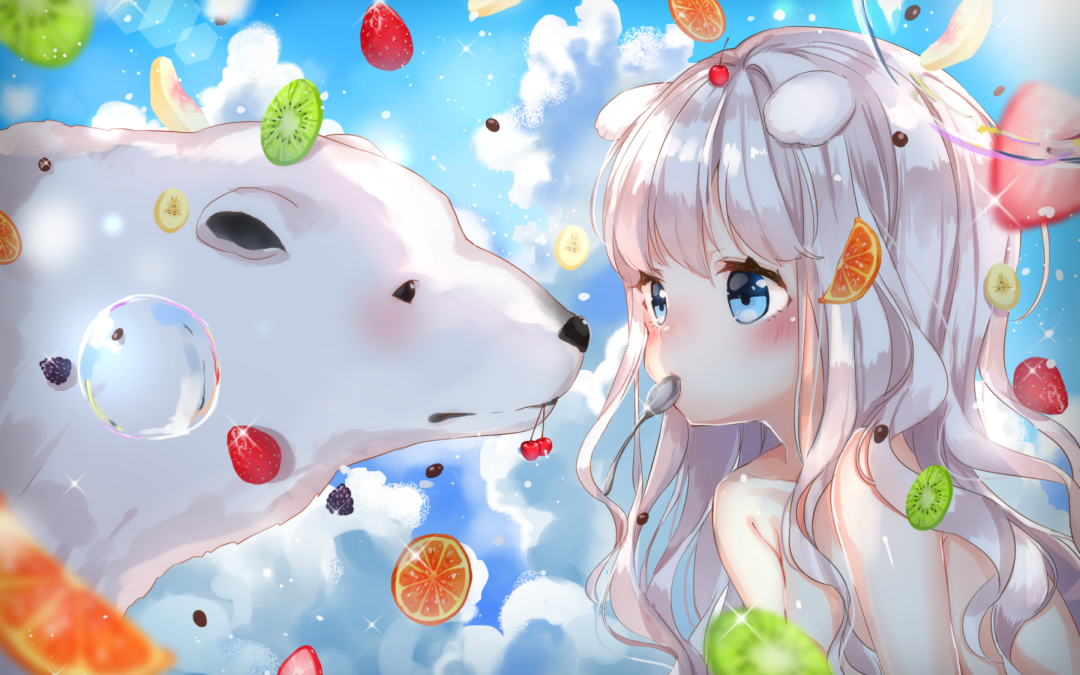 Chica de anime con yogurt