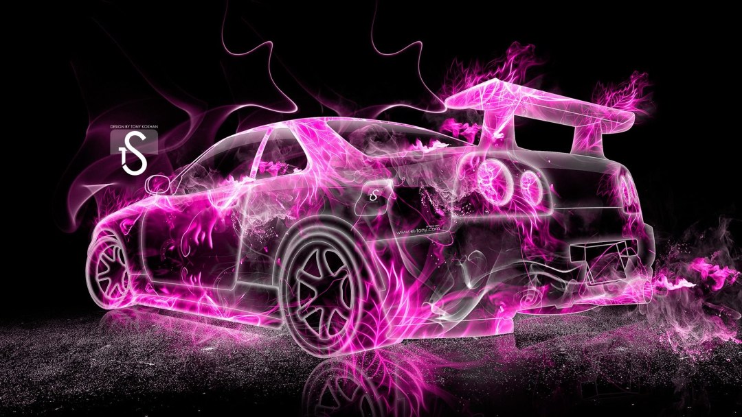 Nissan Skyline GTR 35 con neón