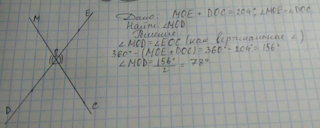 La suma de los ángulos verticales del moe y el doctorado formados en la intersección