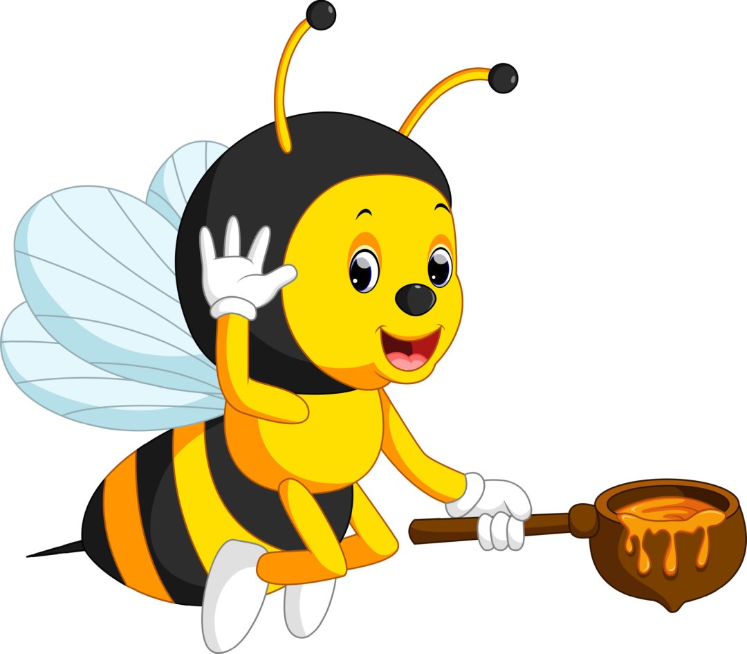 Abeja con un cubo de miel