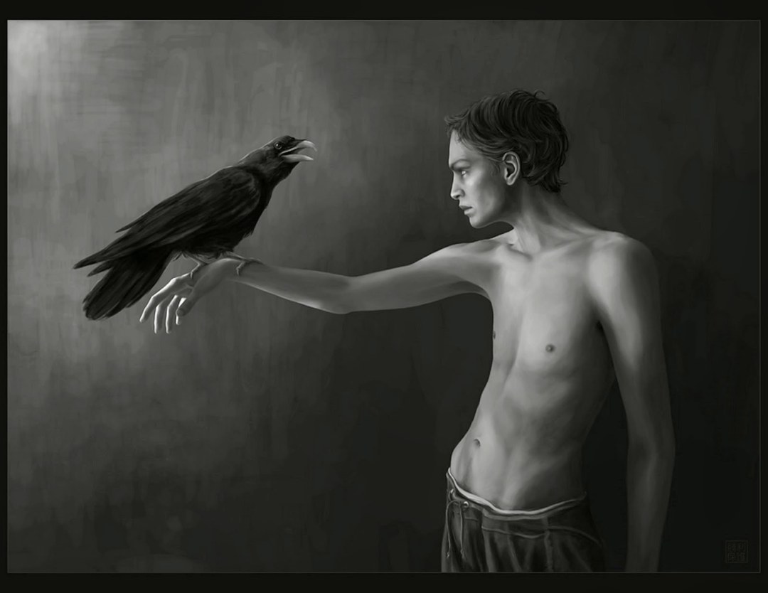 Un hombre con un pájaro