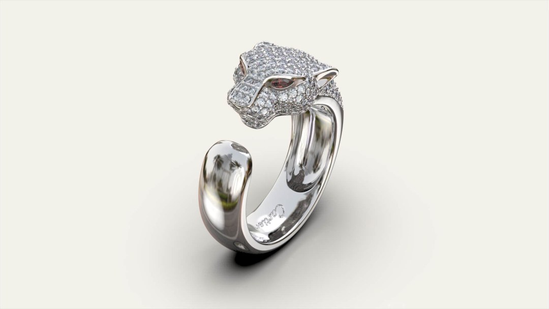 Anillo de pantera de cartier diamantes de oro combinados