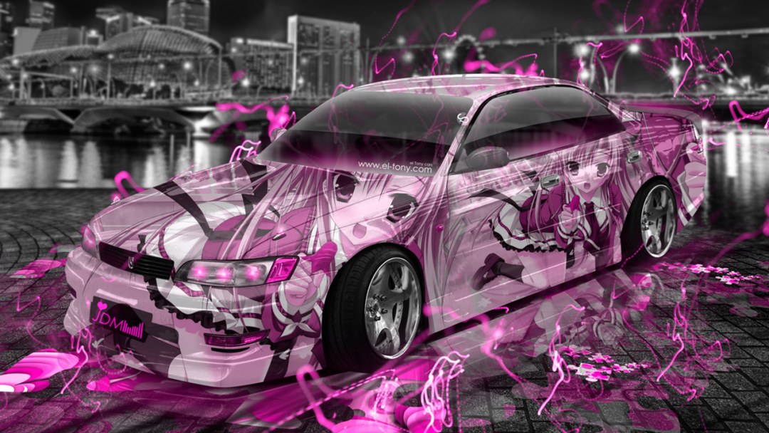Toyota Mark 2 con airografía de anime