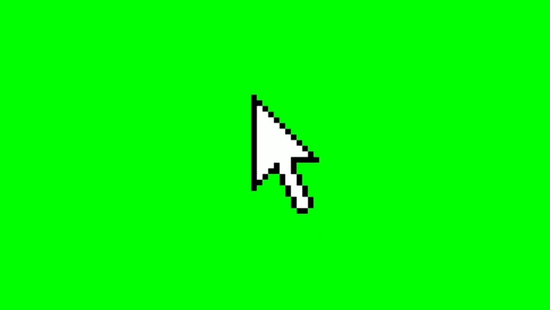 Flecha de computadora sobre un fondo verde