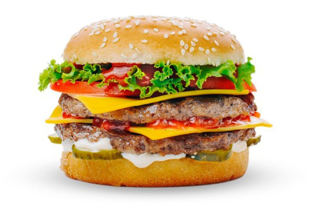 Hamurgger sobre un fondo blanco