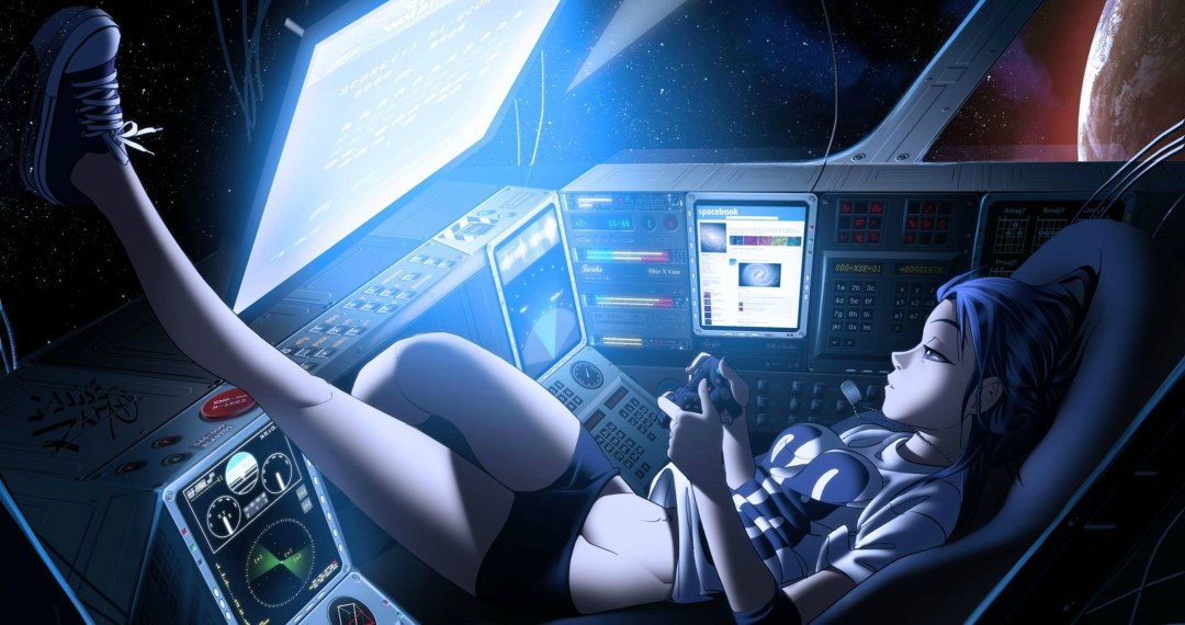Chica en una nave espacial