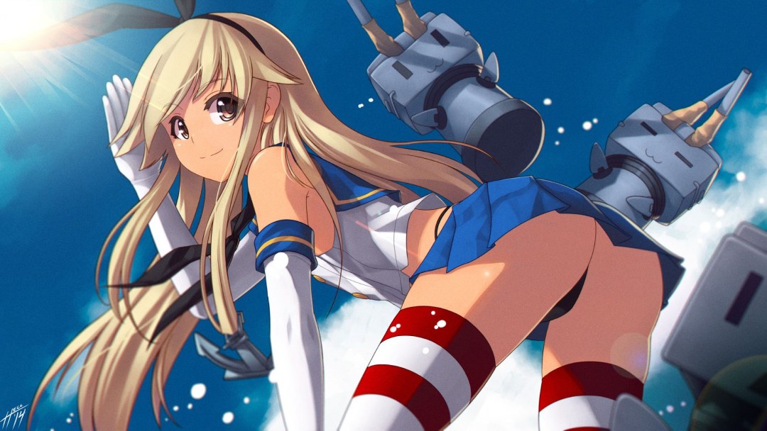 Anime con cabello blanco en un traje de baño