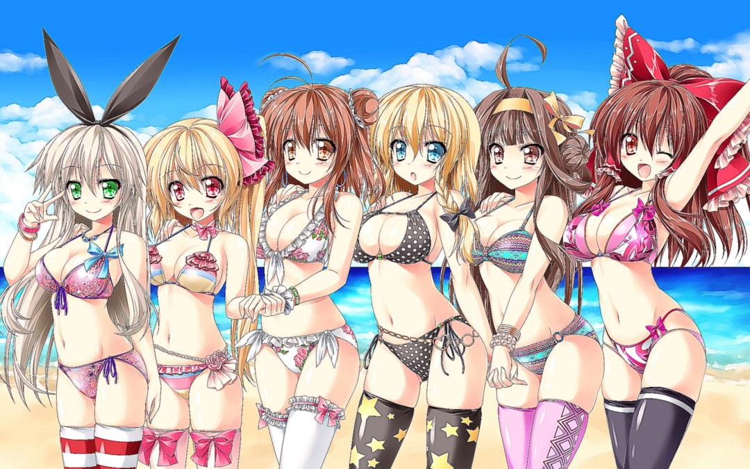 Las chicas de anime son pequeñas en trajes de baño