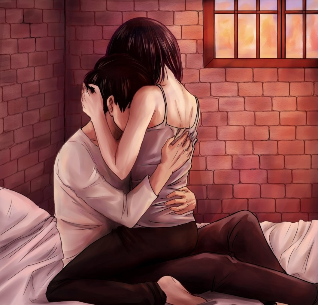 Eren y Mikasa en la cama