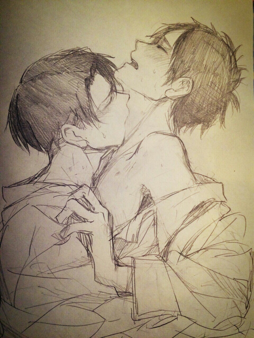 Eren y Levy Yaoi 18 besos