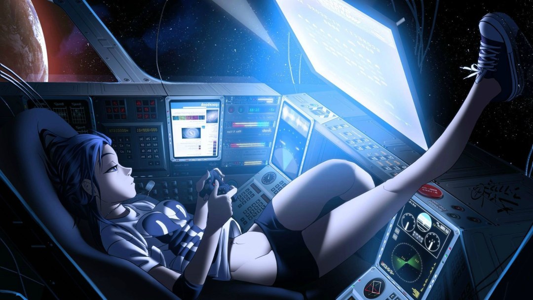 Chica en una nave espacial