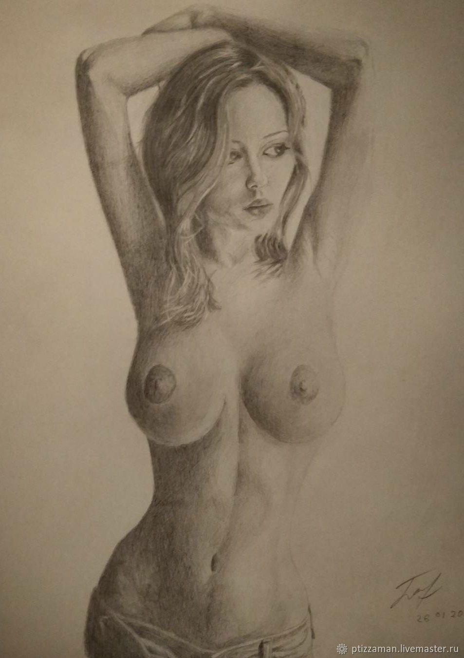 Dibujo de pecho femenino desnudo