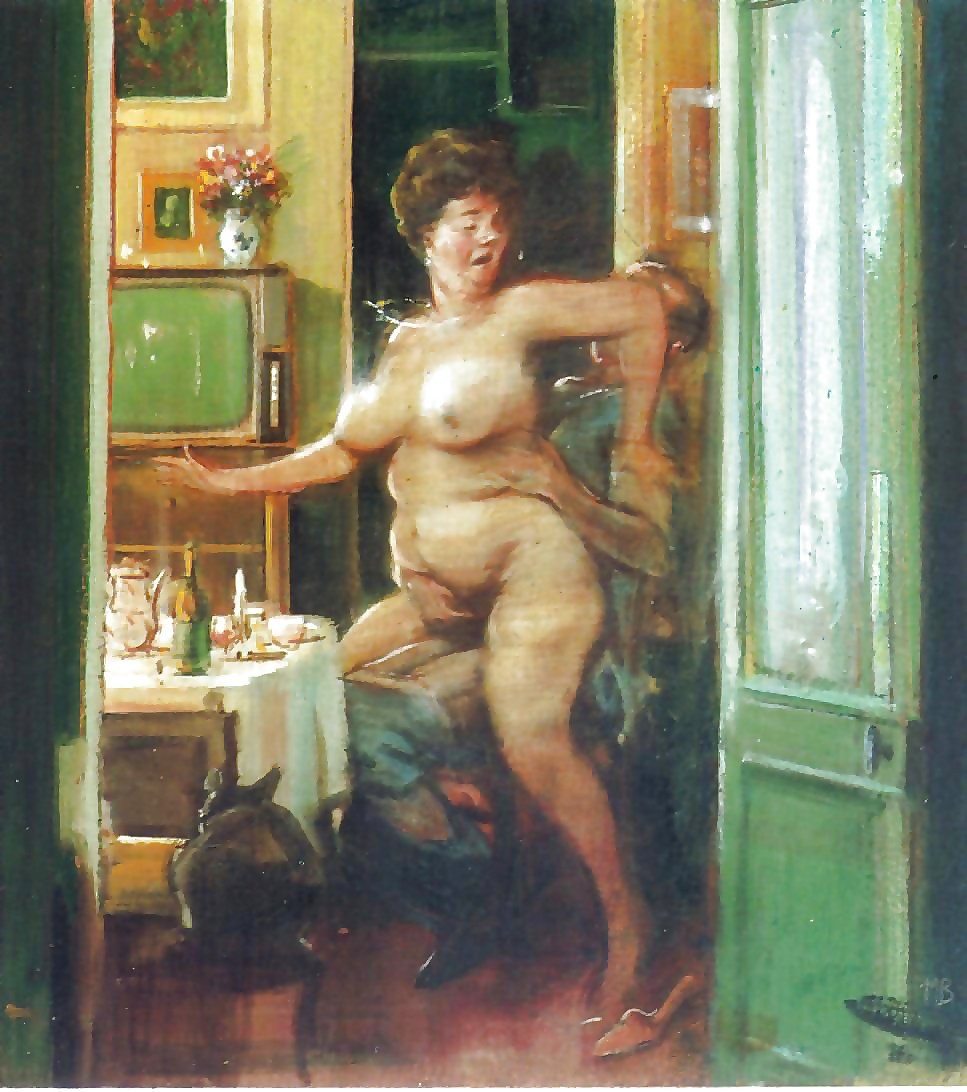 Anciano desnudo en pintura