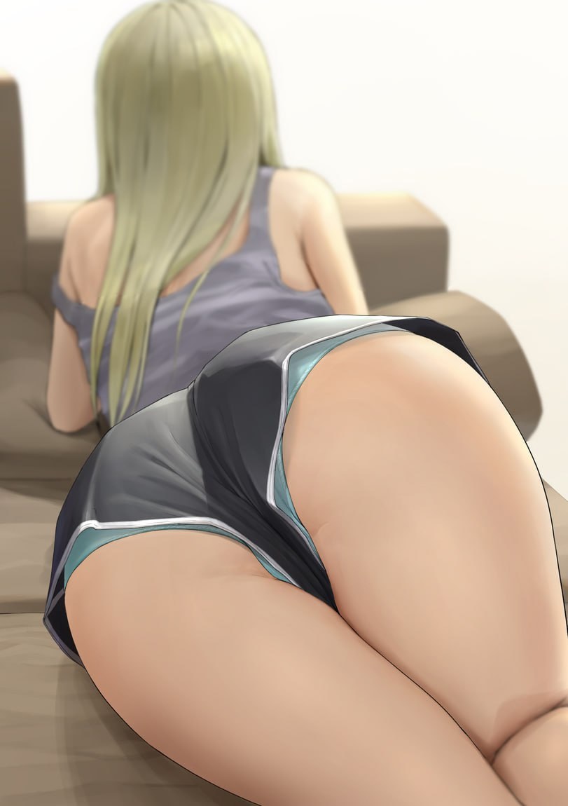 Anime girls' bare bottoms rear view