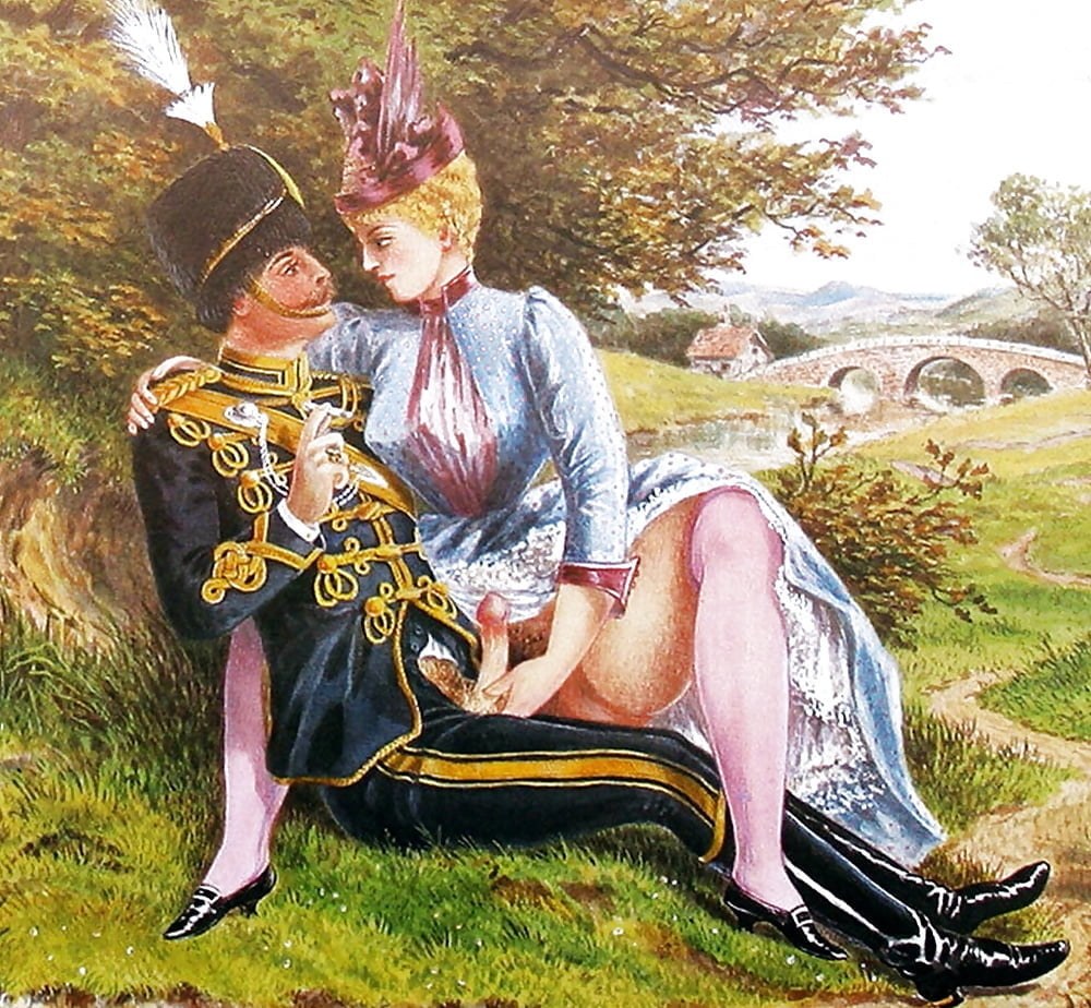 Pintura de damas y húsares desnudos