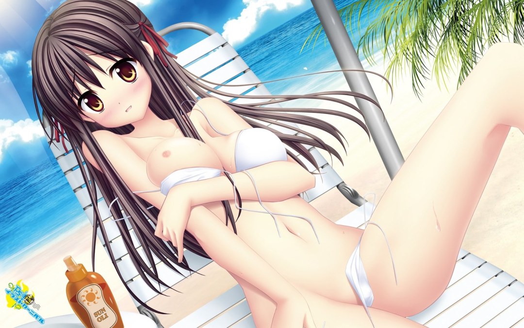 Chicas hentai en trajes de baño en la playa