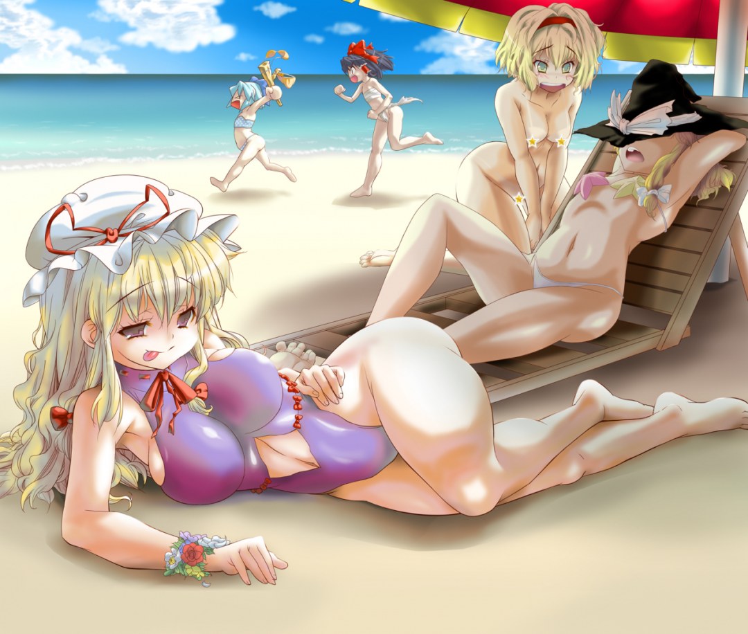 Hentai Yuri Touhou Alice Margatroid Kirisame Marisa Hakurei Reimu