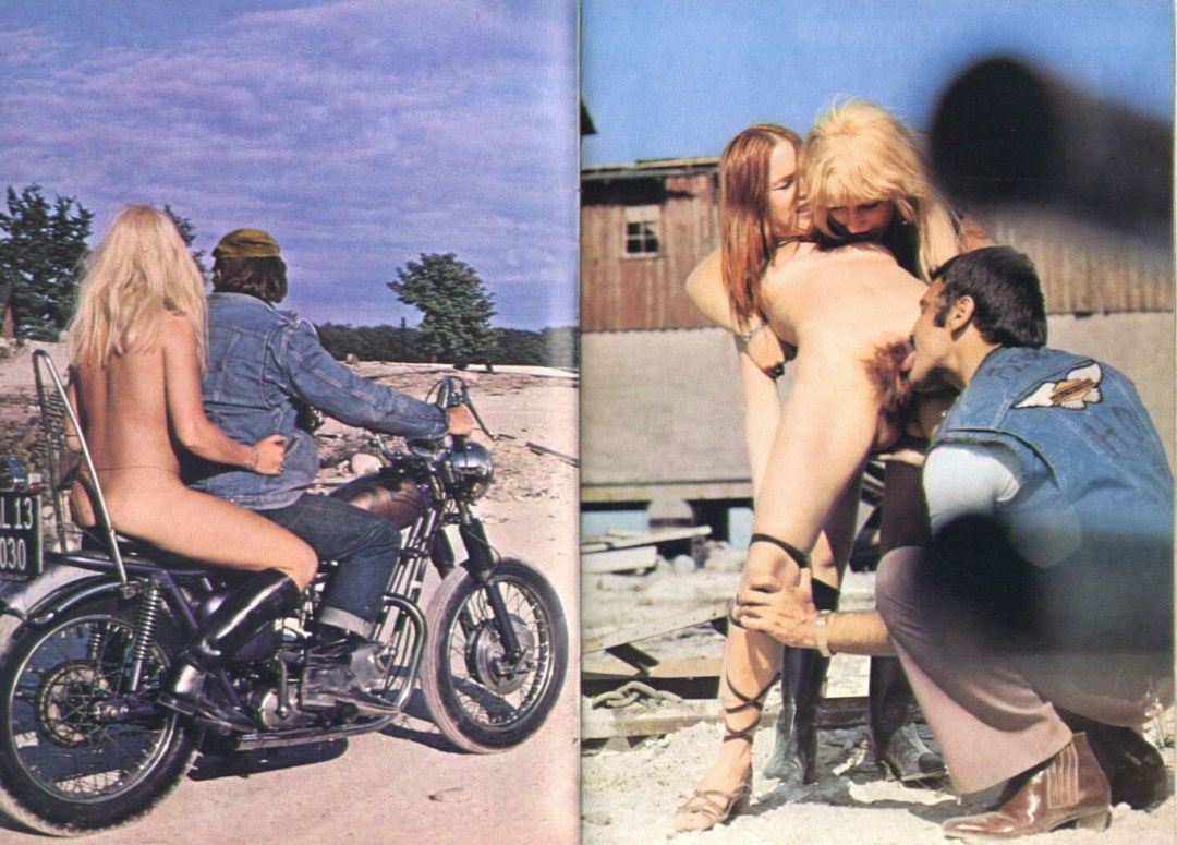 Retro follando en una motocicleta
