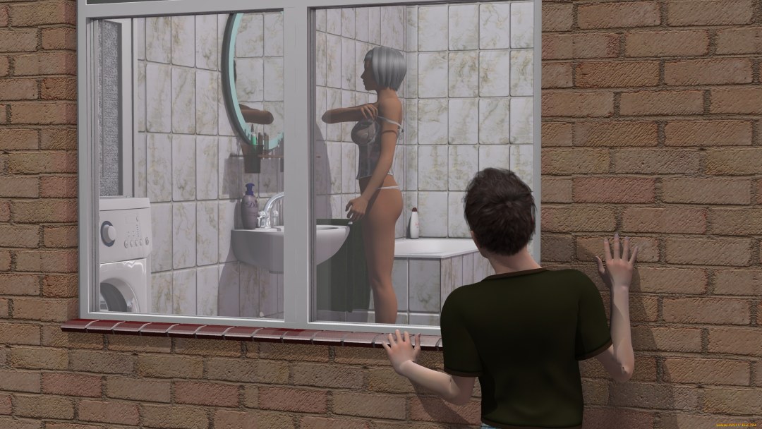 Espiado en la ventana del baño