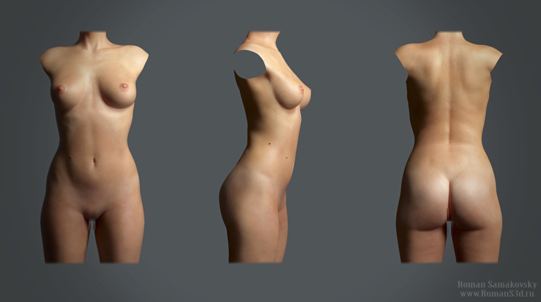 El cuerpo de la mujer en frente está desnuda