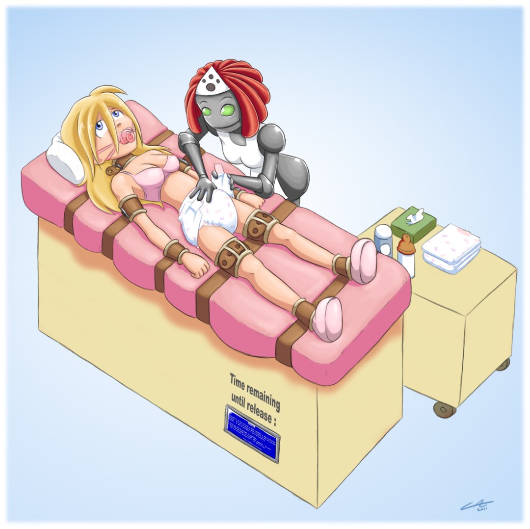 Anime pañal abdl robot niñera bdsm
