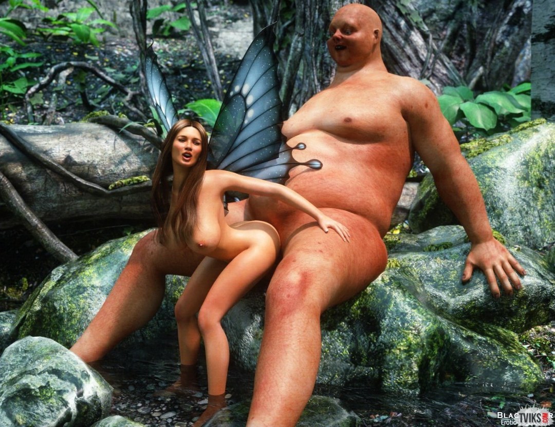 Gigante desnudo y hada pequeña