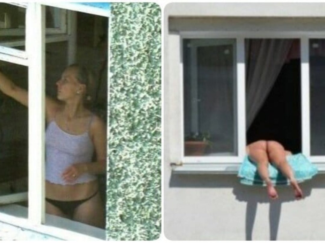Chica tomando el sol en la ventana