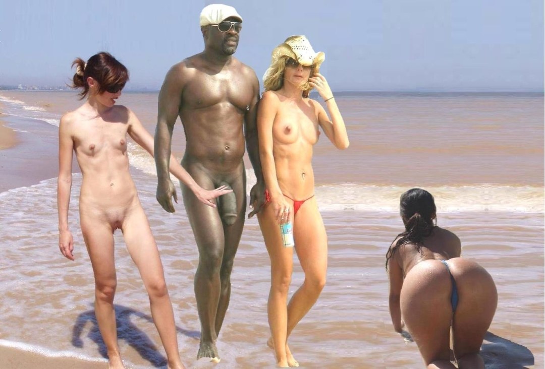 Negro desnudo en una playa nudic