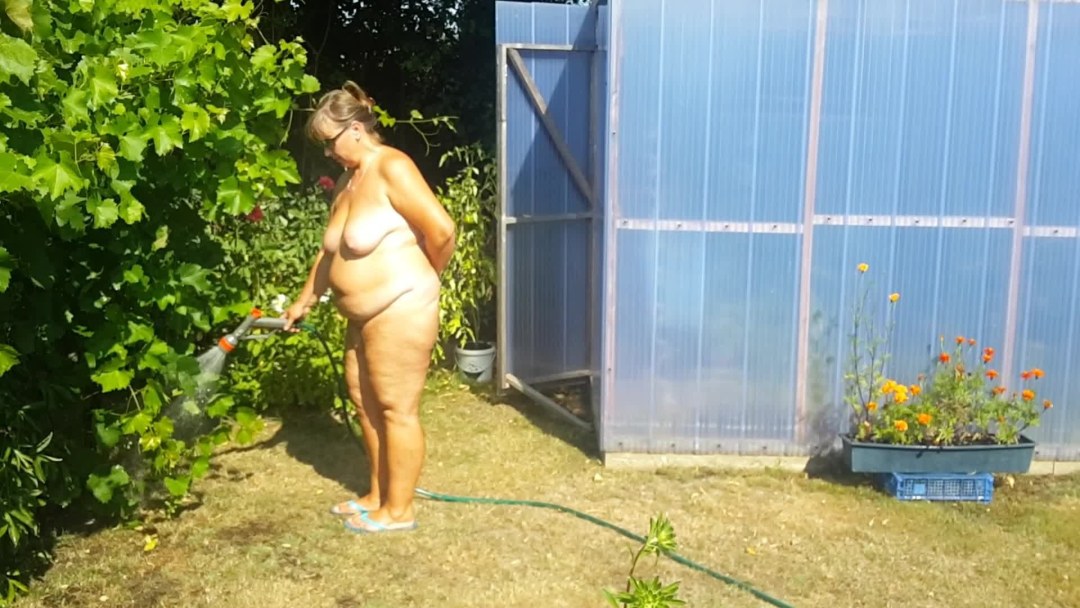 Mujeres desnudas en el país en el jardín