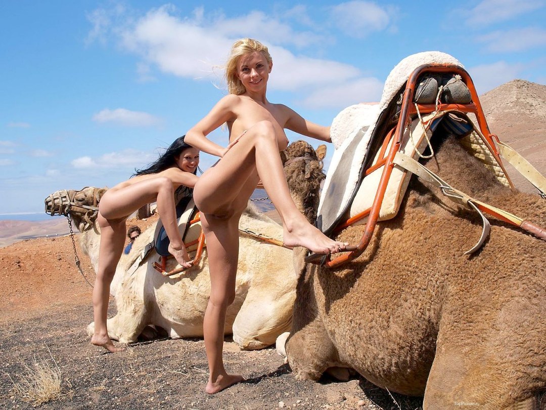 Chicas y camello desnudo