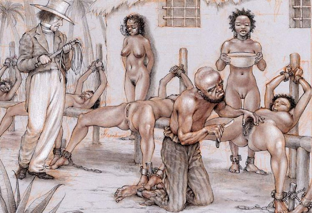 Mujeres desnudas con esclavos