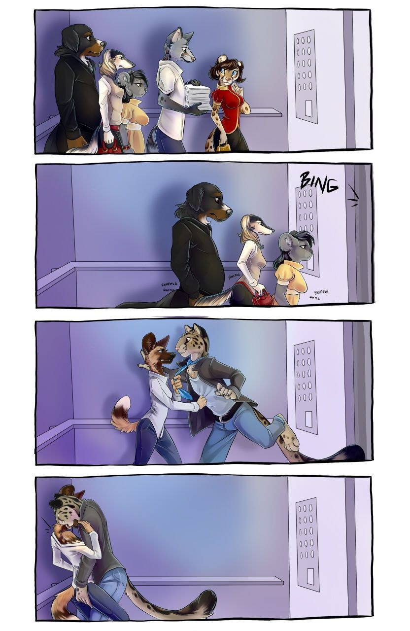 Cómic de Furri Hentai en el ascensor