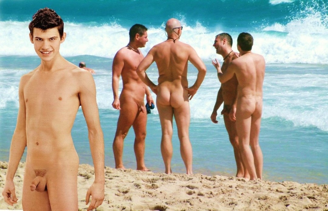 Hombres desnudos en una playa nudic