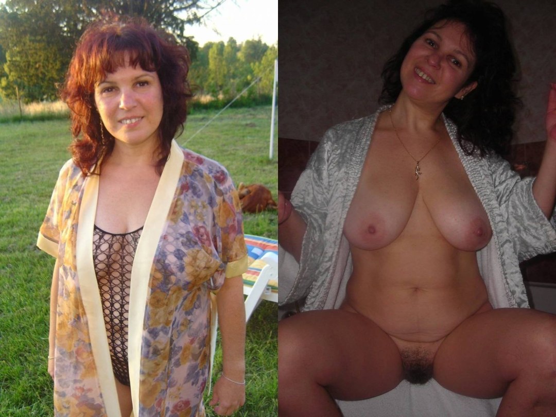 Mujeres adultas en ropa y sin
