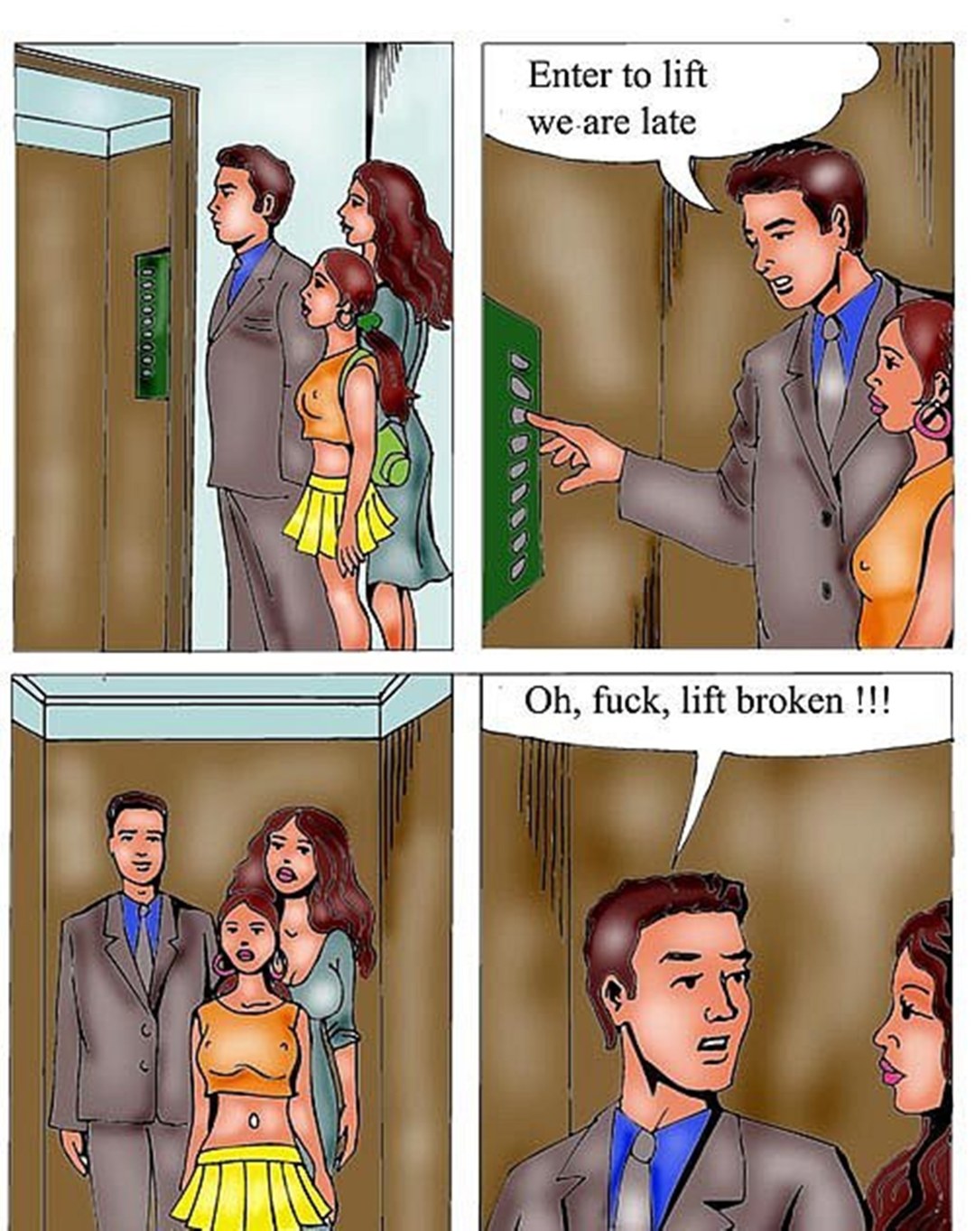 Hentai en el cómic de ascensor atascado
