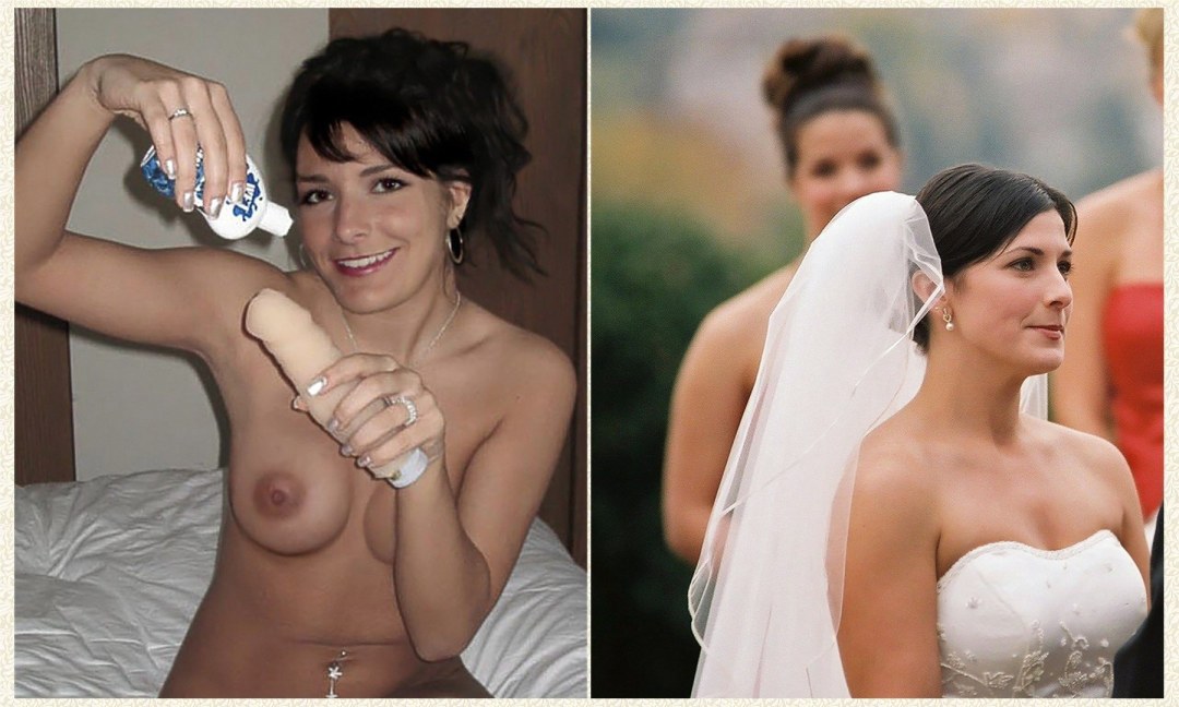 Jóvenes novias vestidas a rayas
