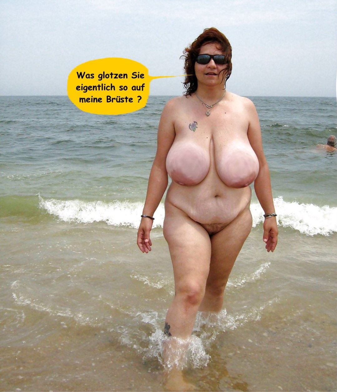 BBW maduro desnudo en la playa