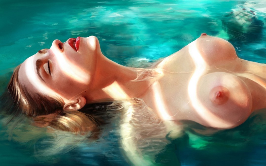 Большие красивые сиськи в воде