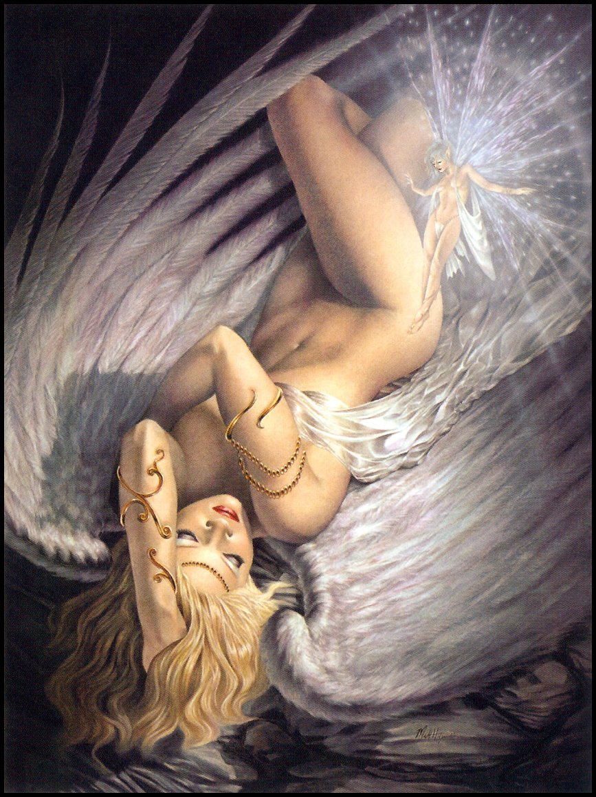 Ангел обнимает девушку