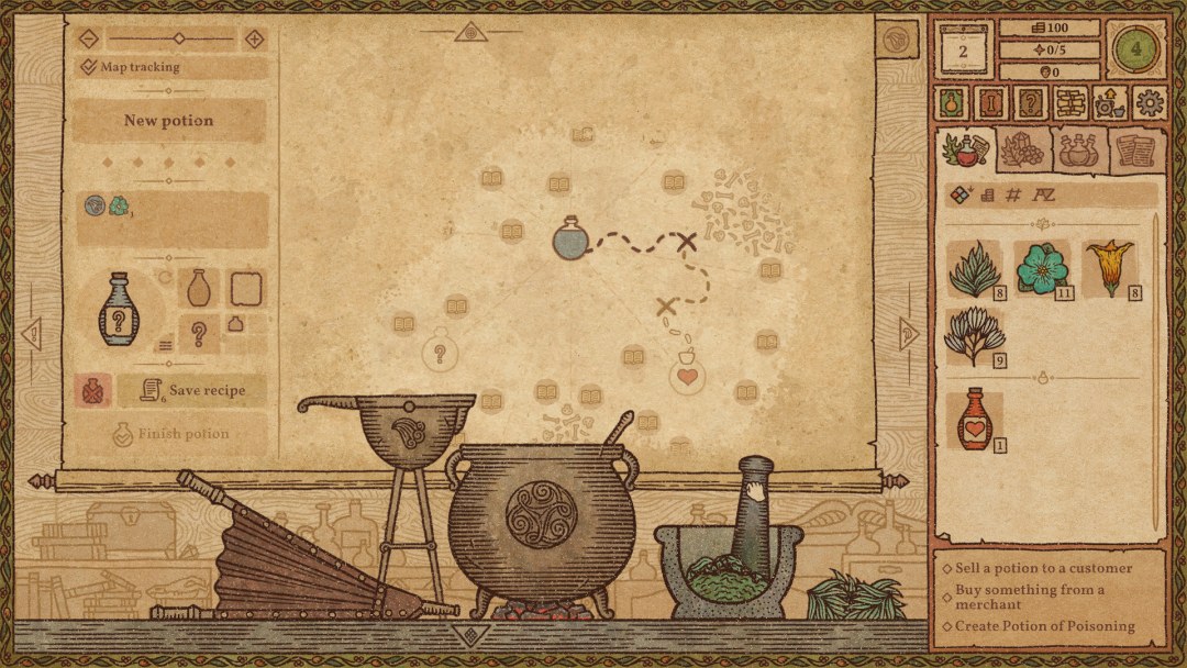 Potion Craft карта зелий