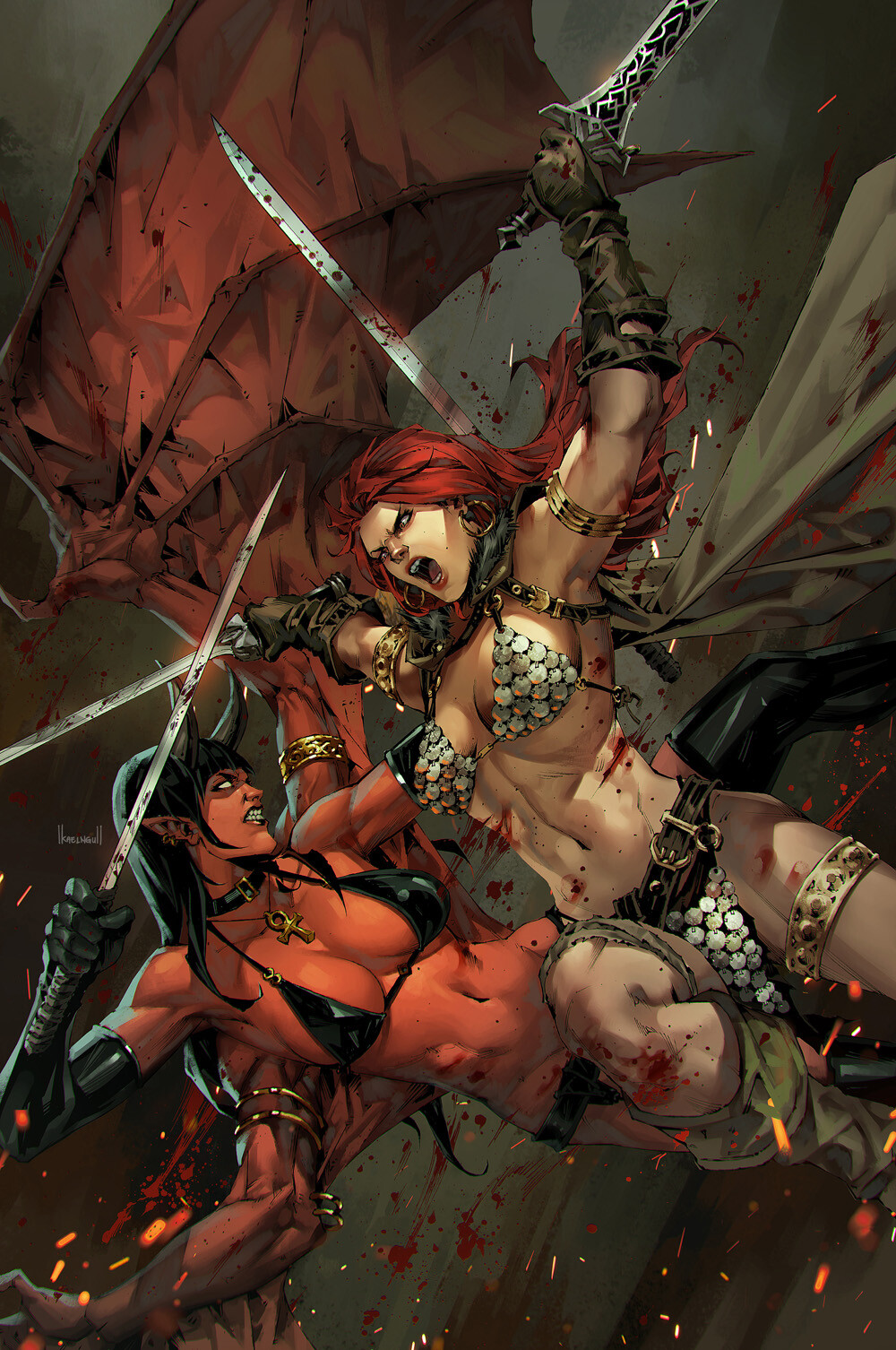 Рыжая Соня Red Sonja косплей голая