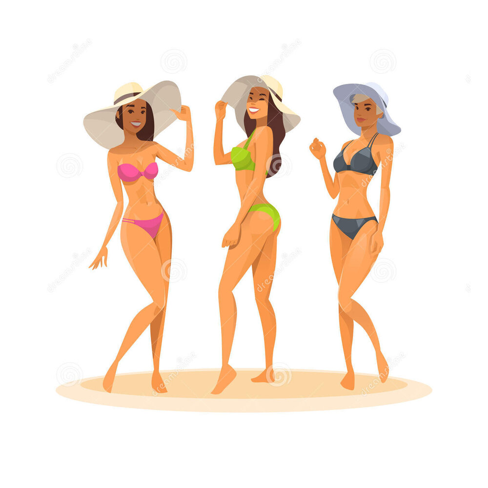 Девушка в бикини рисунок в полный рост