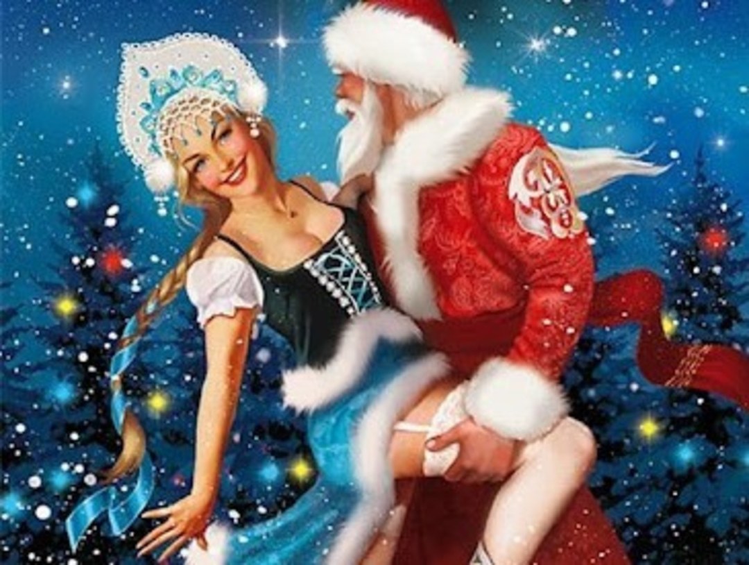 Пьяный дед морозец со снегуркой